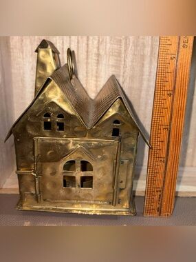 Brass mini House-Shaped Hanging Candle Holder Luminary Trinket